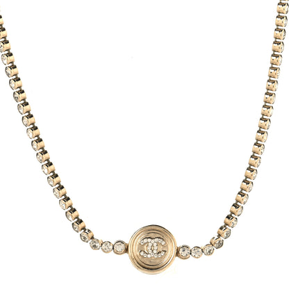 Chanel Crystal CC Chain Short Necklace Gold 1 of 5