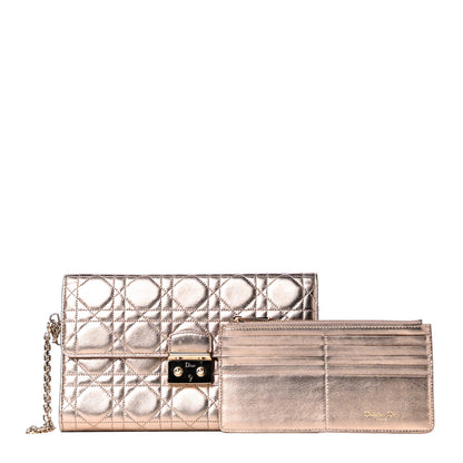 Christian Dior Metallic Lambskin Cannage Wristlet Clutch Gold 2 of 7