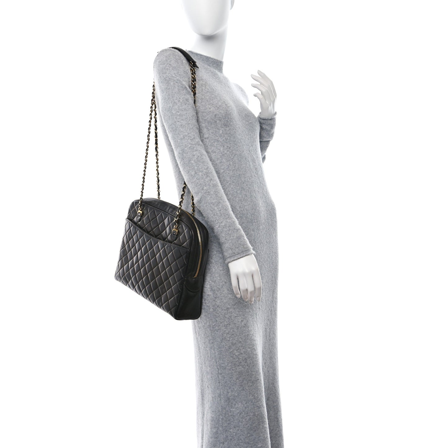 Lambskin Quilted Shoulder Bag Black