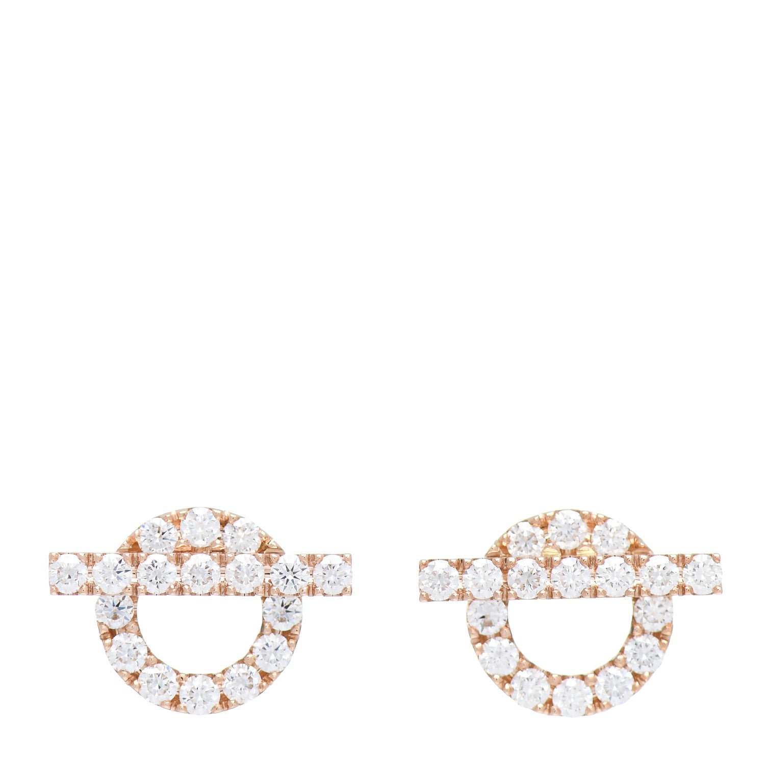 Hermes 18K Rose Gold Diamond Finesse Earrings 1 of 4