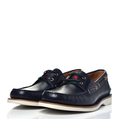 Gucci Calfskin Mens Delta Boat Loafer 10 Blue 3 of 8