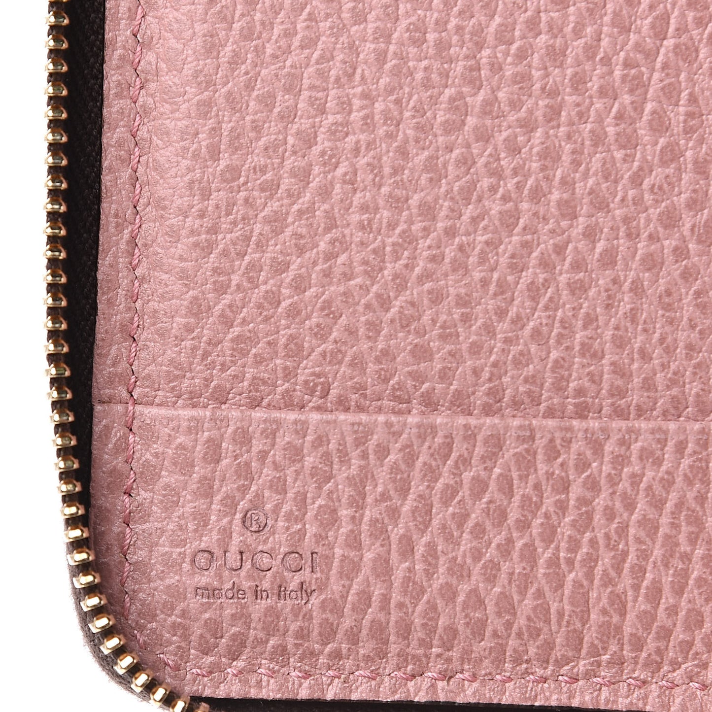 Dollar Calfskin Bi-Color Medium Swing Zip Around Wallet Grey Field Soft Pink