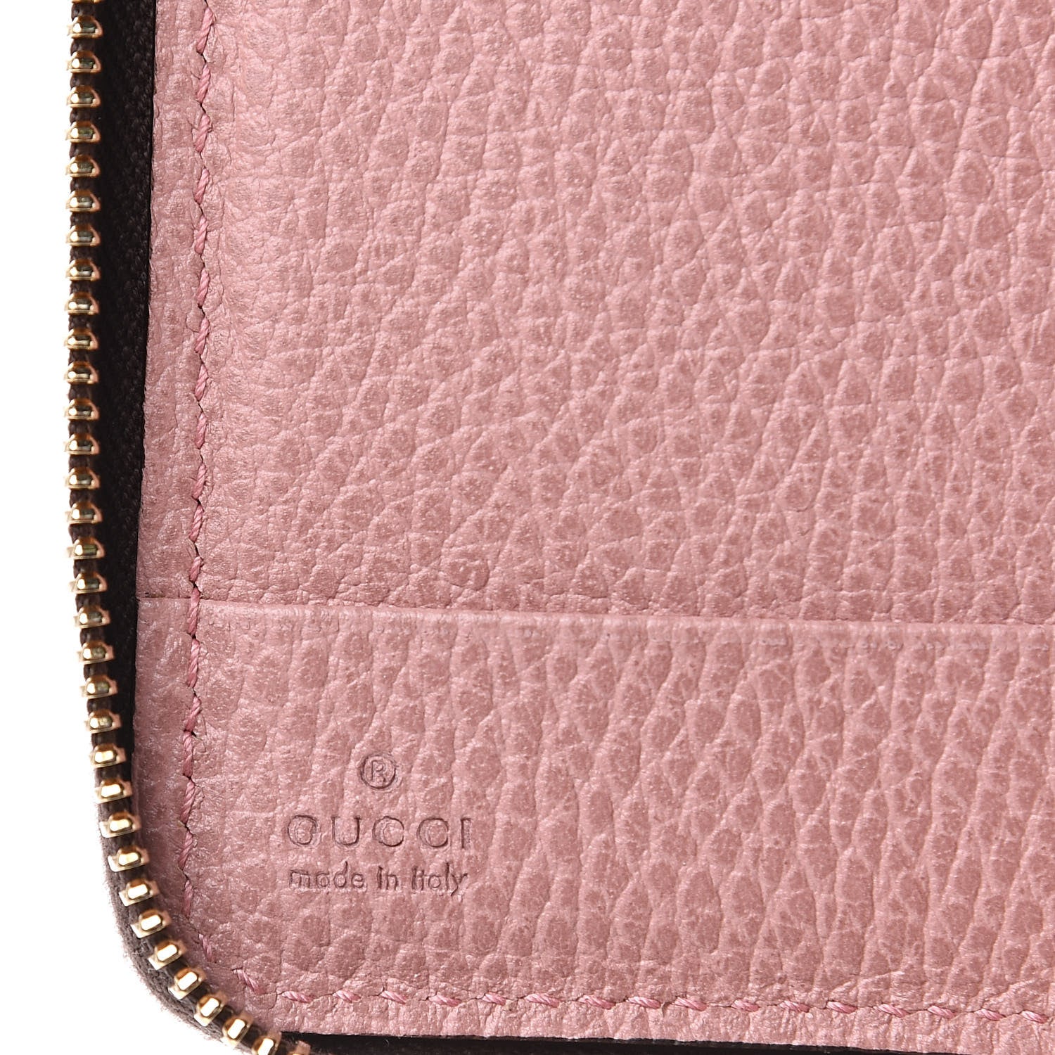 Gucci Dollar Calfskin Bi-Color Medium Swing Zip Around Wallet Grey Field Soft Pink 6 of 8