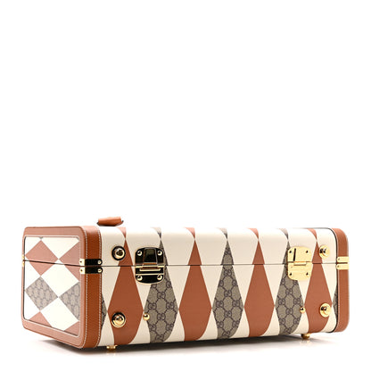 Gucci GG Supreme Monogram Boarded Dyana Calfskin Rhombus Print Savoy Medium Rigid Suitcase Beige Ebony Mystic White Hazel Brown 3 of 13