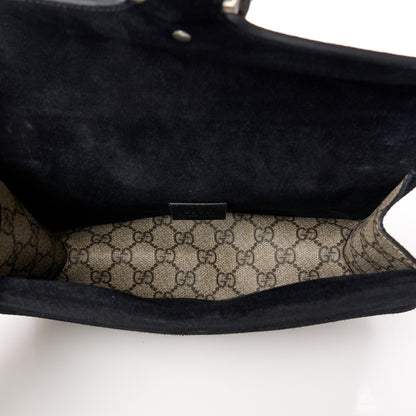 Gucci GG Supreme Monogram Suede Crystal Small Dionysus Shoulder Bag Beige Ebony Black 5 of 13
