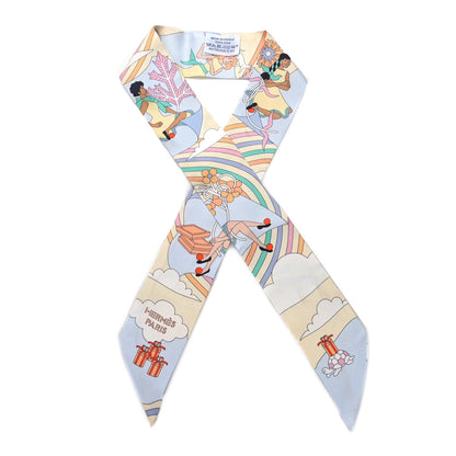 Hermes Silk Carres Volants Twilly Jaune Soufre Ciel Vert Jade 1 of 5
