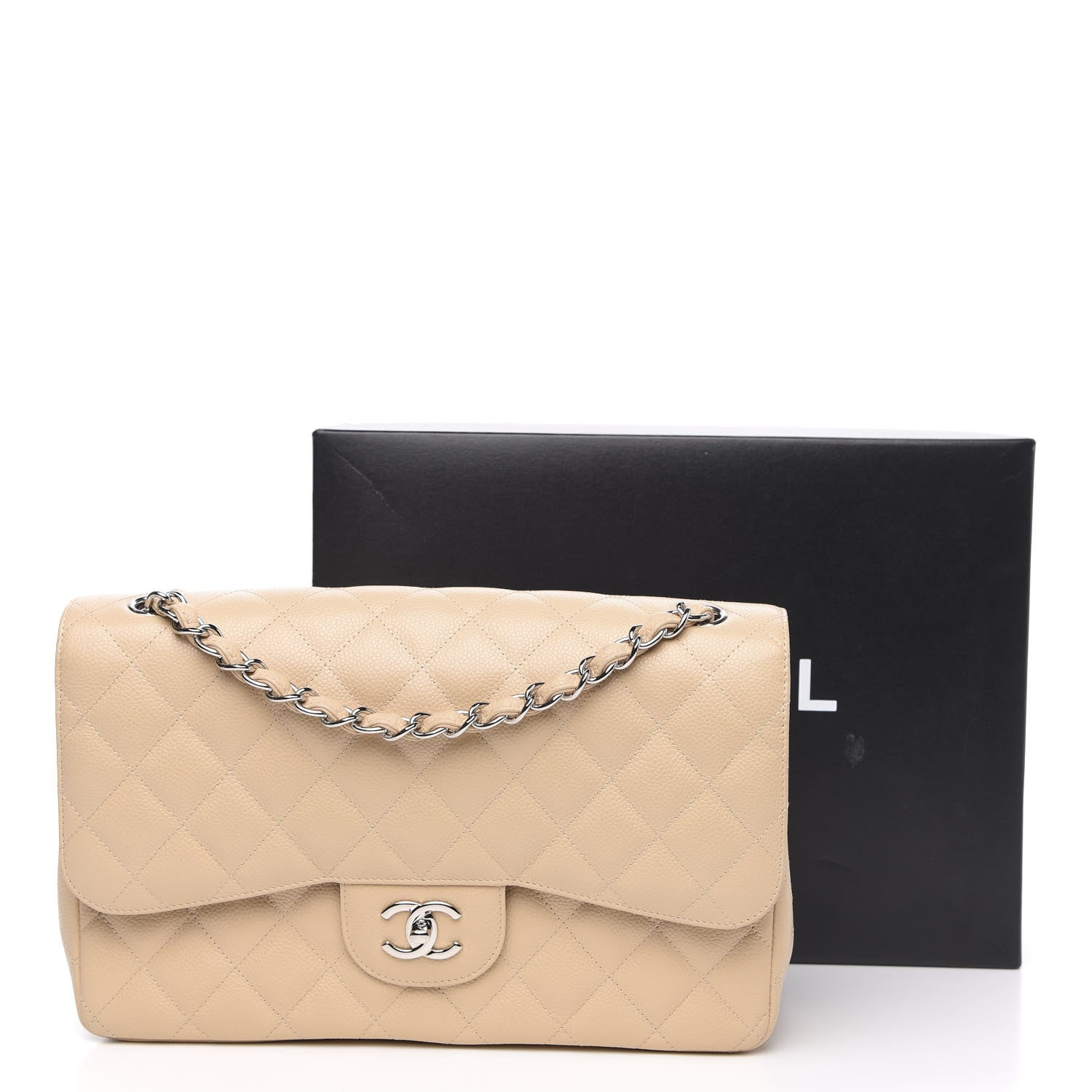 Chanel Caviar Quilted Jumbo Double Flap Beige Clair 14 of 14