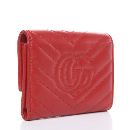 Gucci Calfskin Matelasse GG Marmont Wallet Hibiscus Red 3 of 12