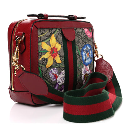 Gucci GG Supreme Monogram Flora Web Small Ophidia Top Handle Shoulder Bag Hibiscus Red 3 of 10