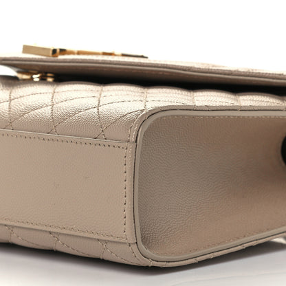 Saint Laurent Grain De Poudre Textured Mixed Matelasse Medium Triquilt Monogram Satchel Dark Beige 11 of 12