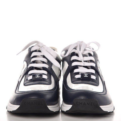 Chanel Patent Calfskin CC Sneakers 37.5 Navy White 2 of 11