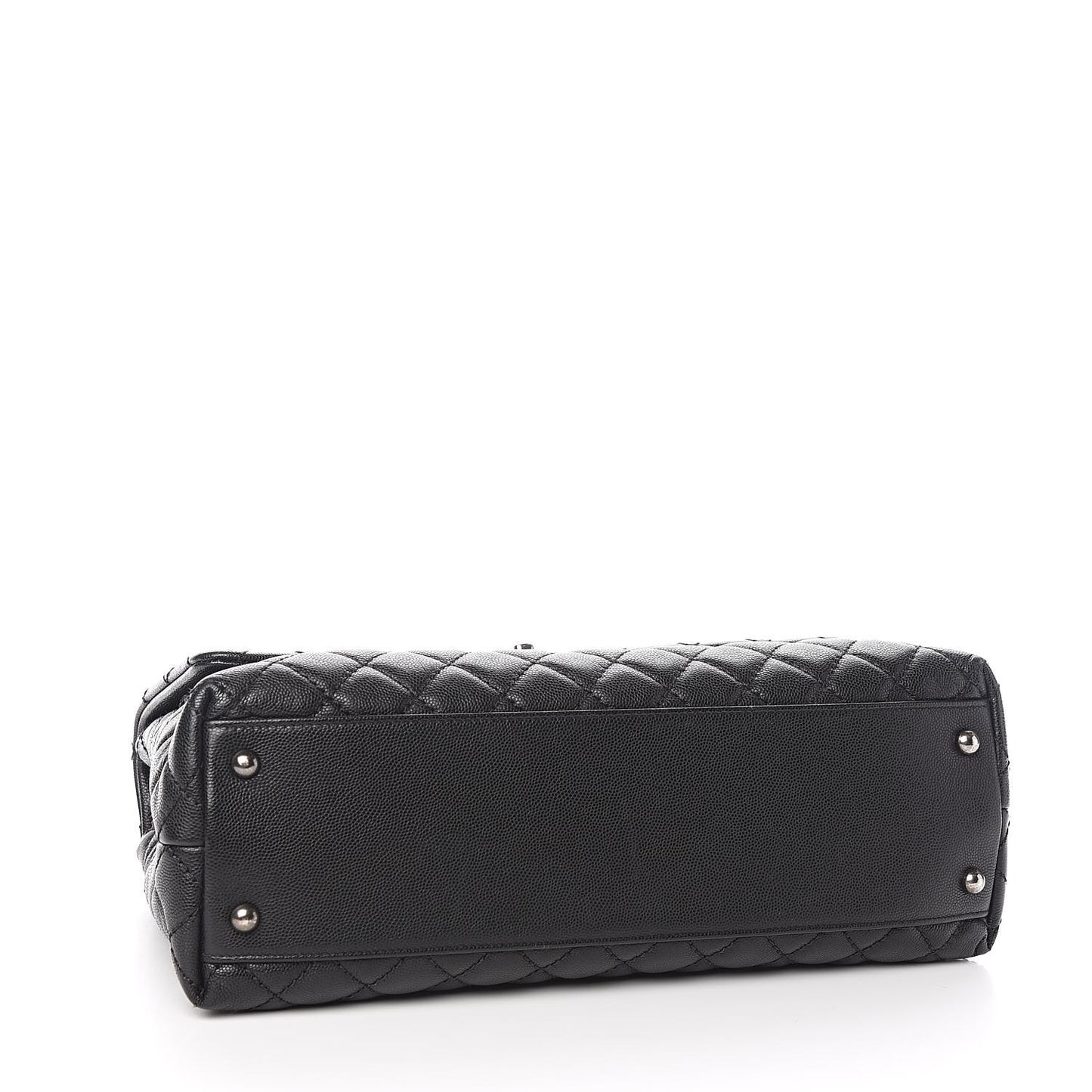 Caviar Lizard Quilted Medium Coco Handle Flap Black