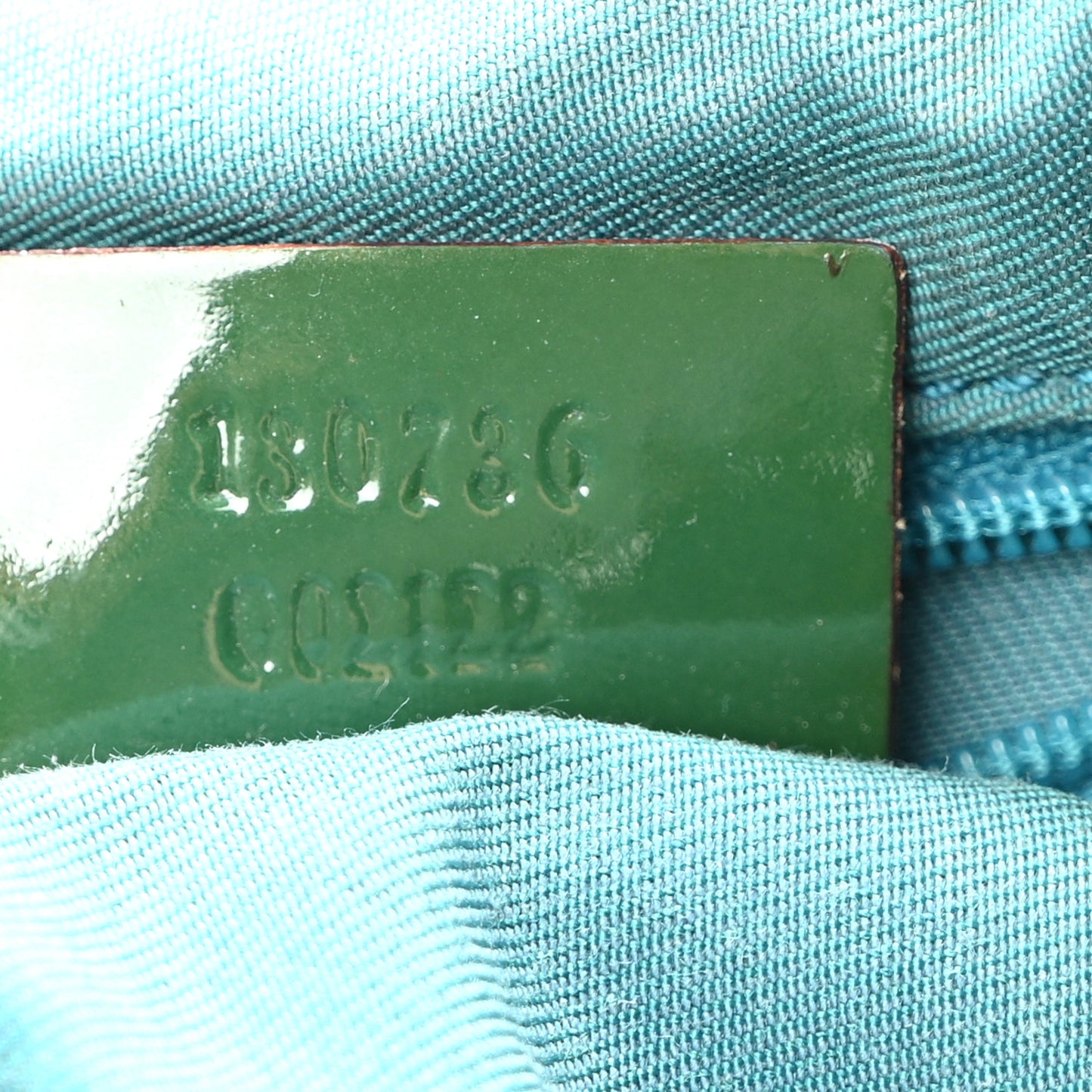 Monogram Patent Medium Abbey Shoulder Bag Blue