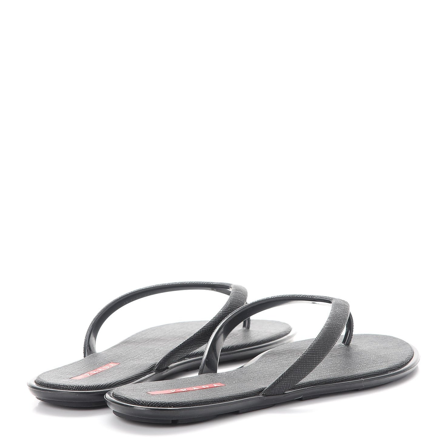 Saffiano Sport Thong Sandals 37 Black