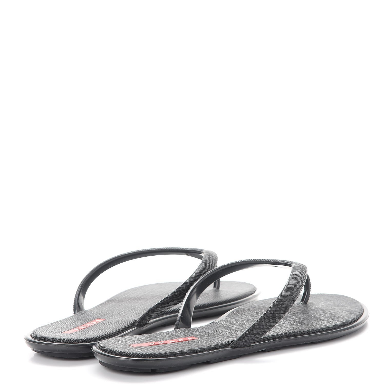 Prada Saffiano Sport Thong Sandals 37 Black 4 of 12