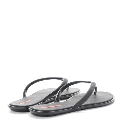 Prada Saffiano Sport Thong Sandals 37 Black 4 of 12