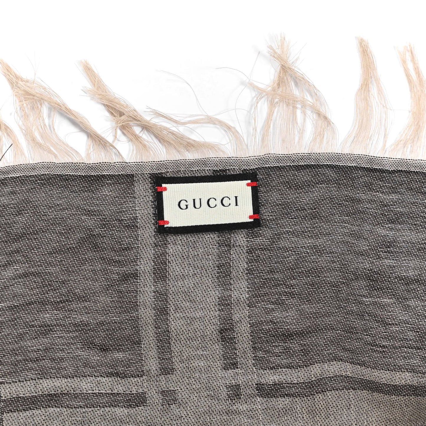 Wool Silk GG Monogram Diamante Plaid Surviee Shawl Beige Dark Brown