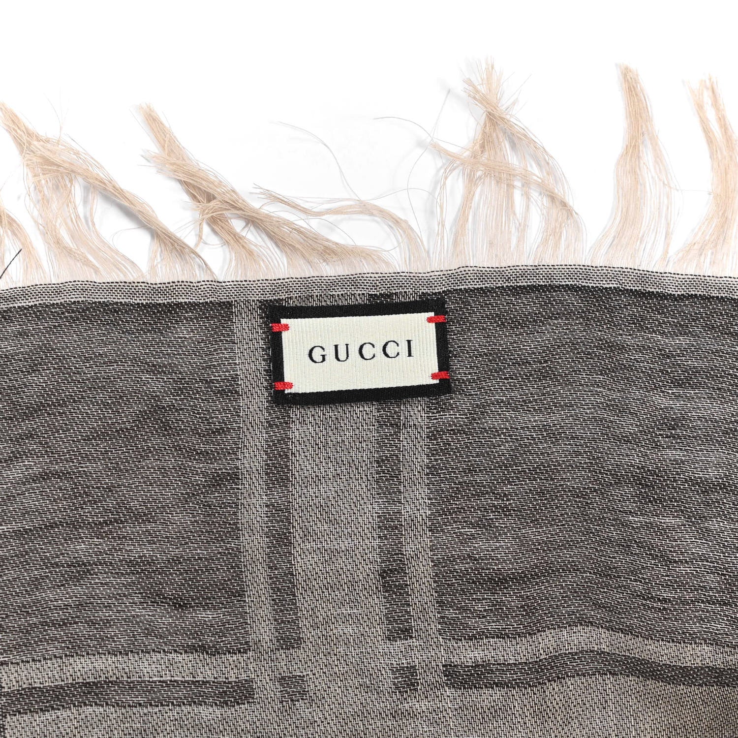 Gucci Wool Silk GG Monogram Diamante Plaid Surviee Shawl Beige Dark Brown 3 of 4