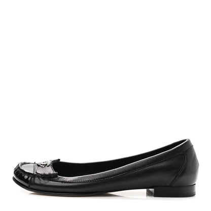 Chanel Lambskin Patent Cap Toe CC Moccasin Flats 36 Black 1 of 7
