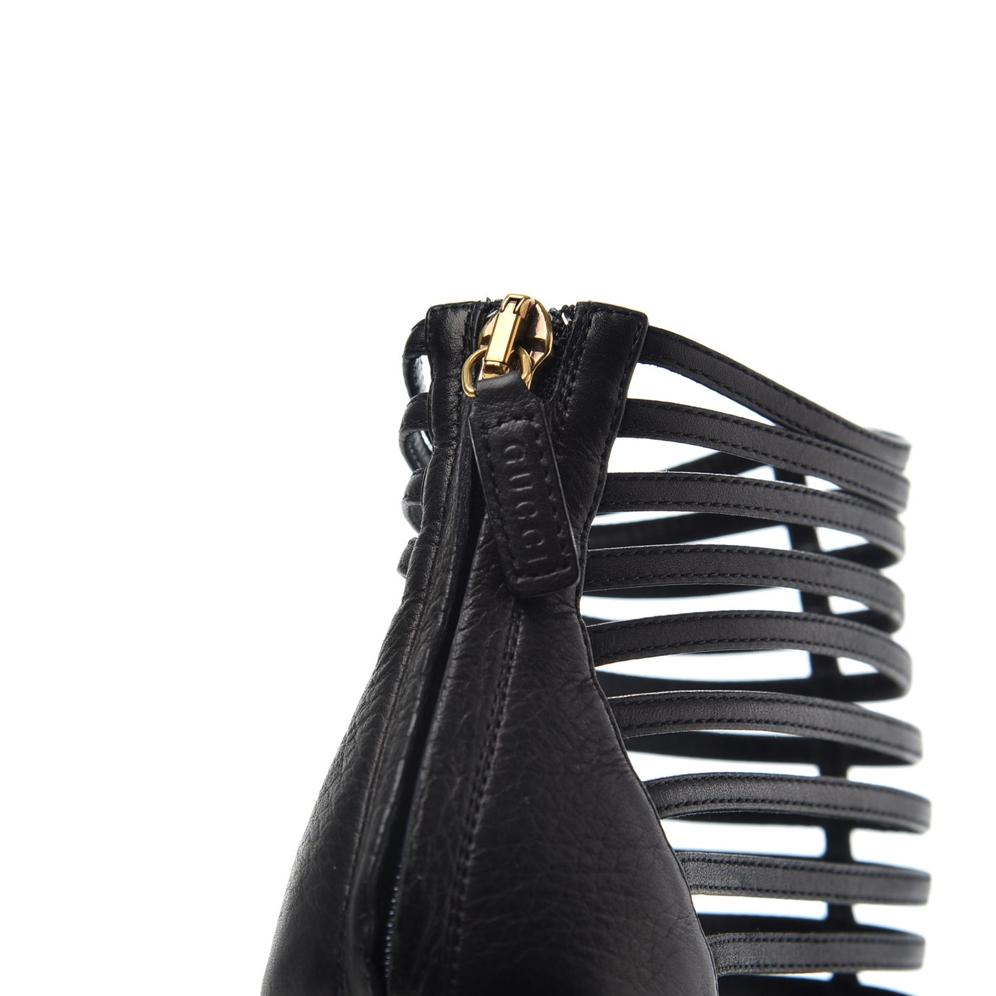 Saddle Soft Lux Peep Toe Caged High Heel Sandals 36.5 Black
