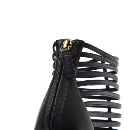 Gucci Saddle Soft Lux Peep Toe Caged High Heel Sandals 36.5 Black 12 of 16