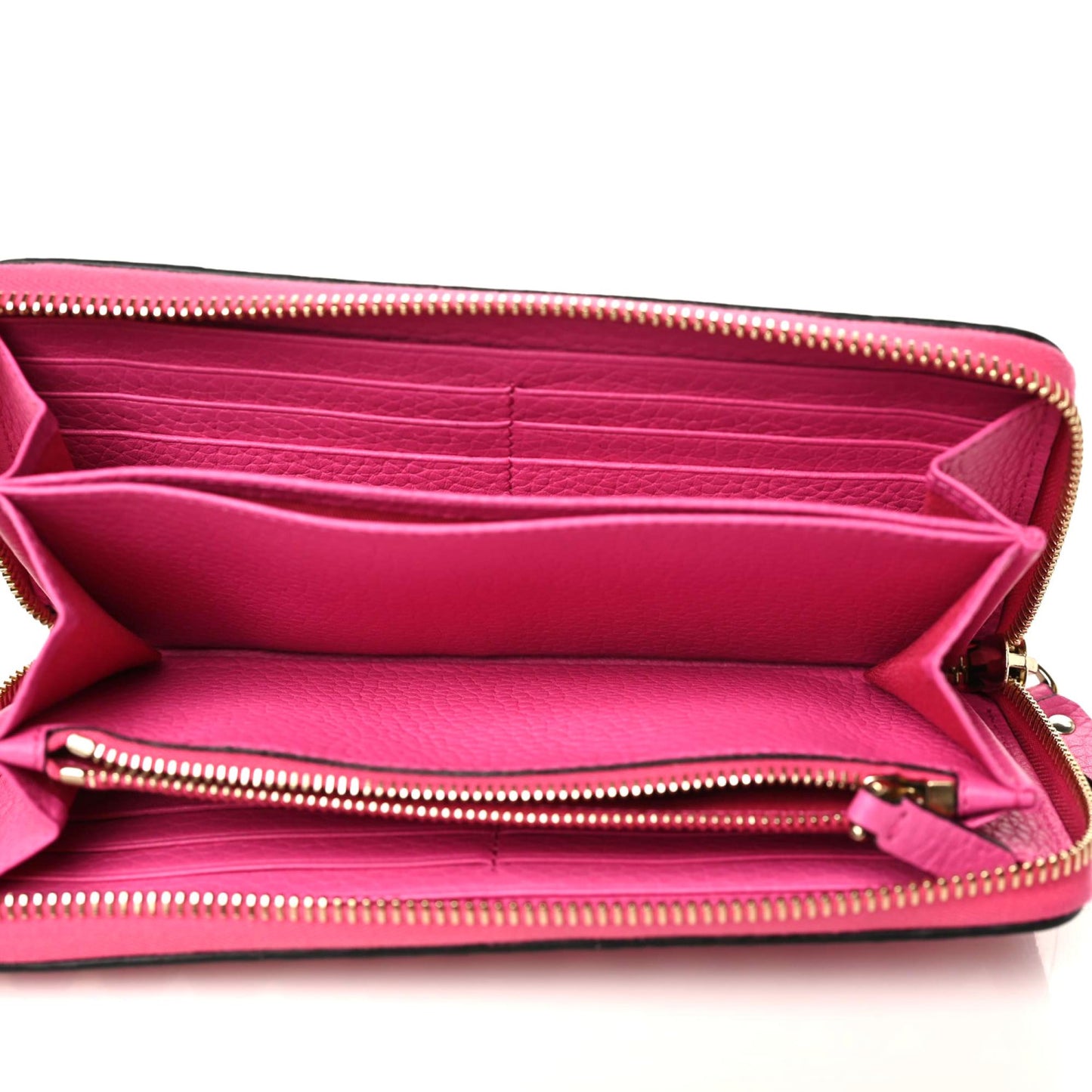 Pebbled Calfskin Rockstud Zip Around Wallet Pink Orchid
