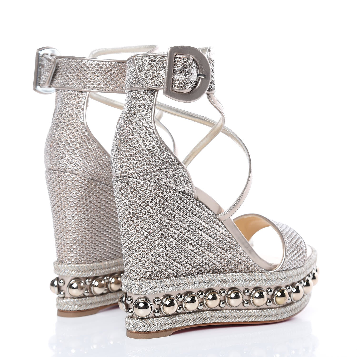 Christian Louboutin Lurex Chocazeppa 120 Platform Wedge Sandals 38 Colombe 4 of 10