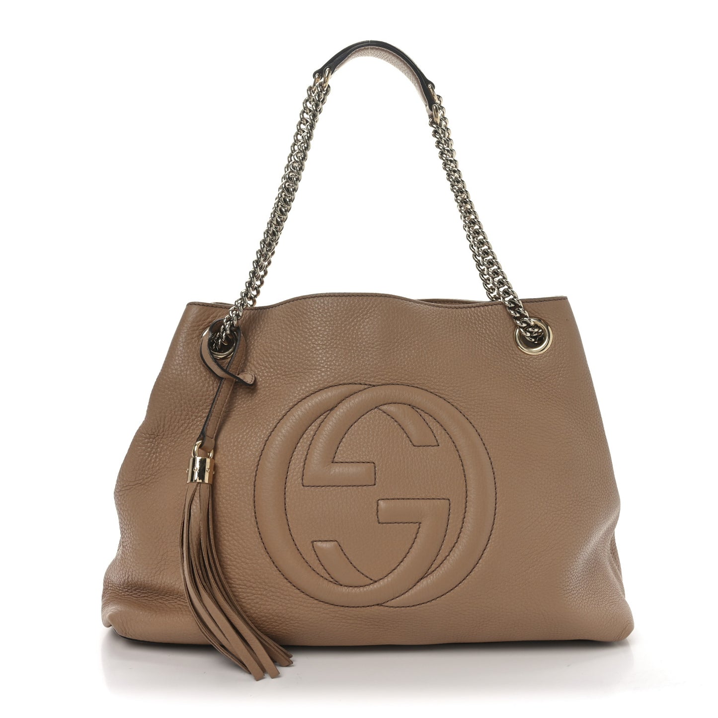 Pebbled Calfskin Medium Soho Chain Shoulder Bag Camelia