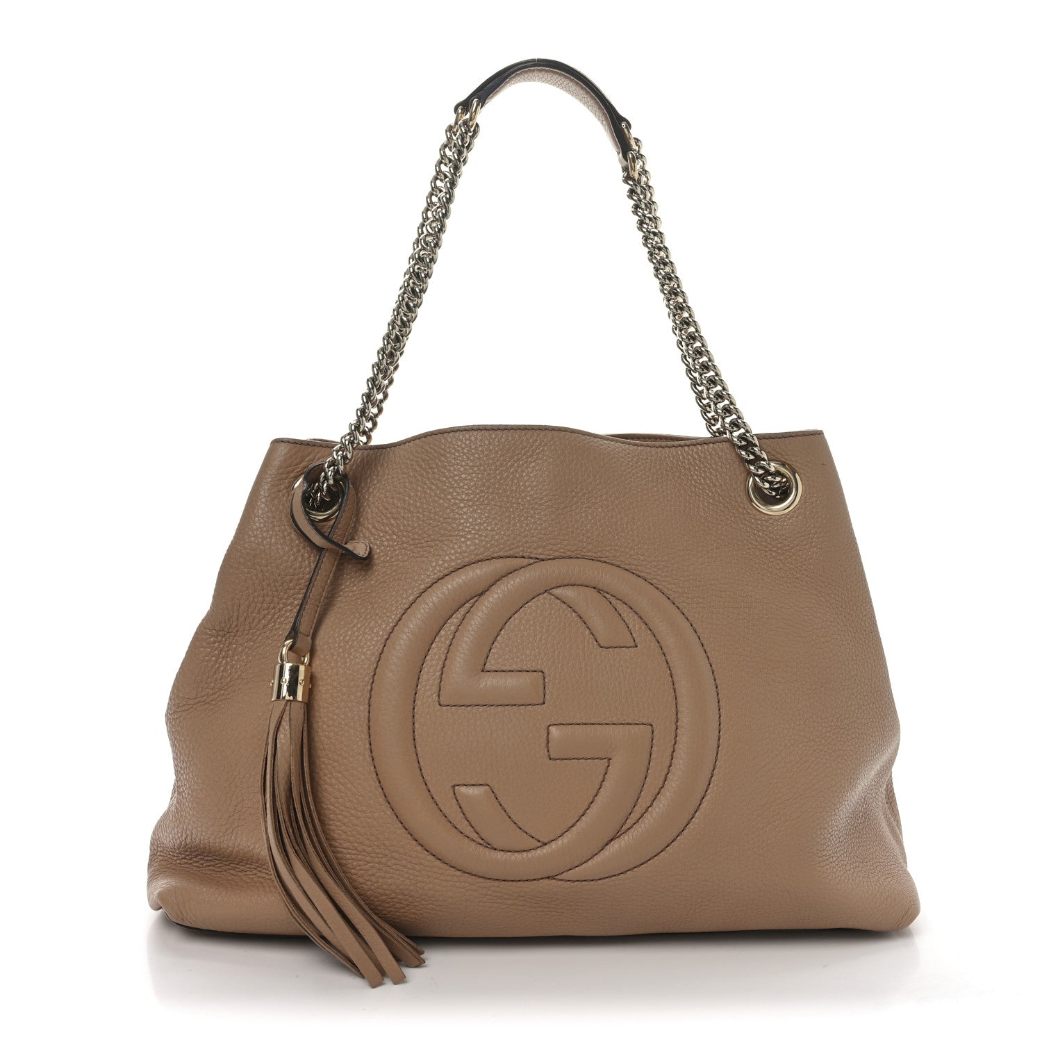 Gucci Pebbled Calfskin Medium Soho Chain Shoulder Bag Camelia 1 of 9