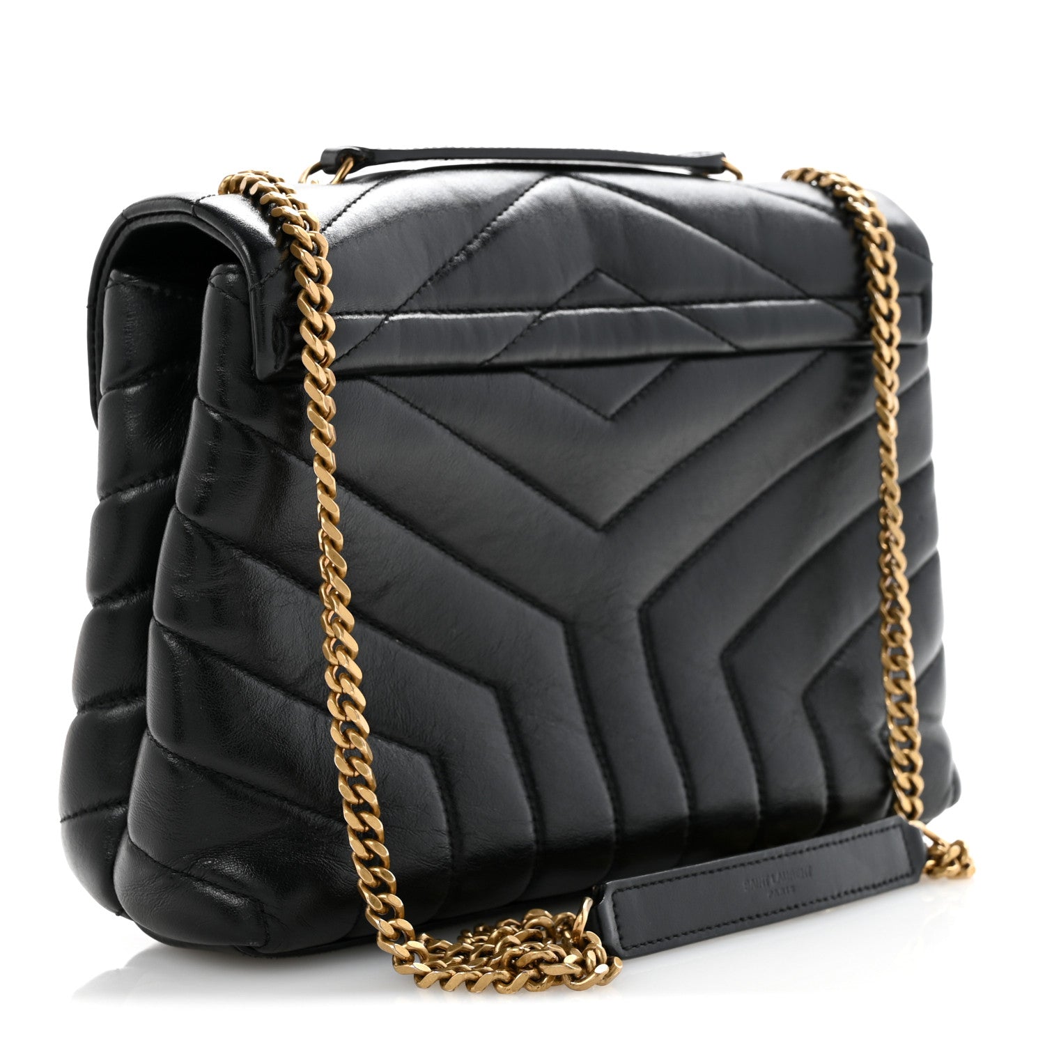 Saint Laurent Calfskin Y Quilted Monogram Small Loulou Chain Satchel Black 3 of 15