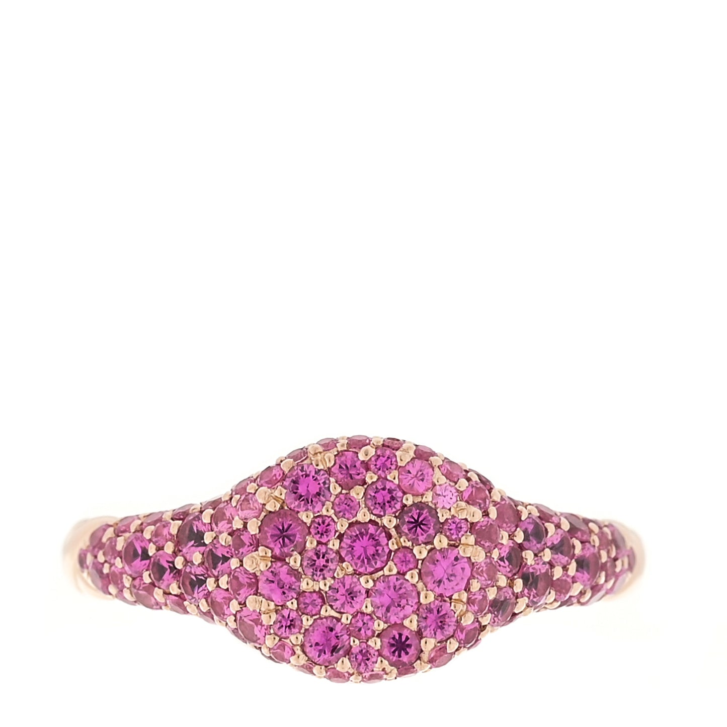 18K Rose Gold Pink Sapphire Petite Pave Chevron Pinky Ring