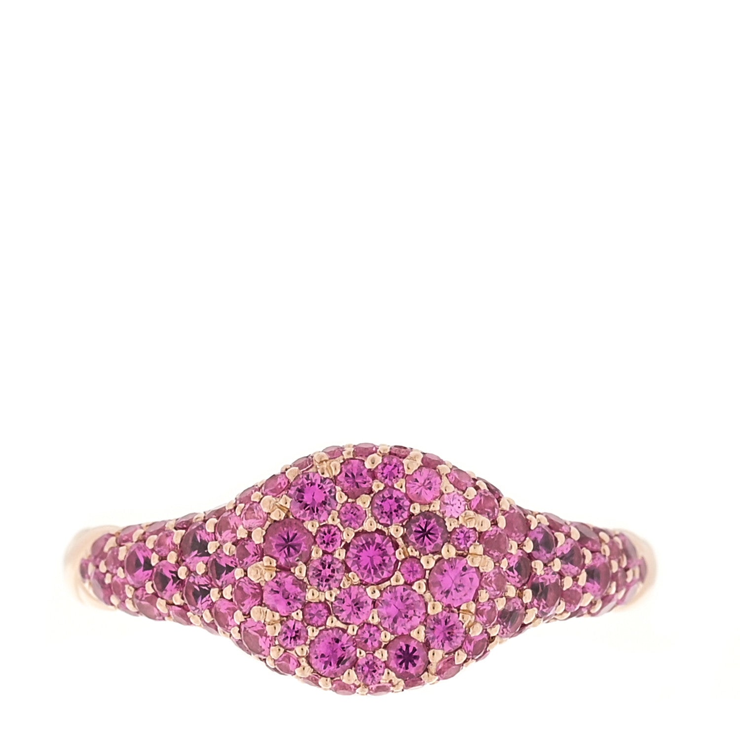 David Yurman 18K Rose Gold Pink Sapphire Petite Pave Chevron Pinky Ring 1 of 4