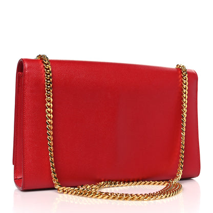 Saint Laurent Grain De Poudre Medium Monogram Kate Satchel Red 3 of 8