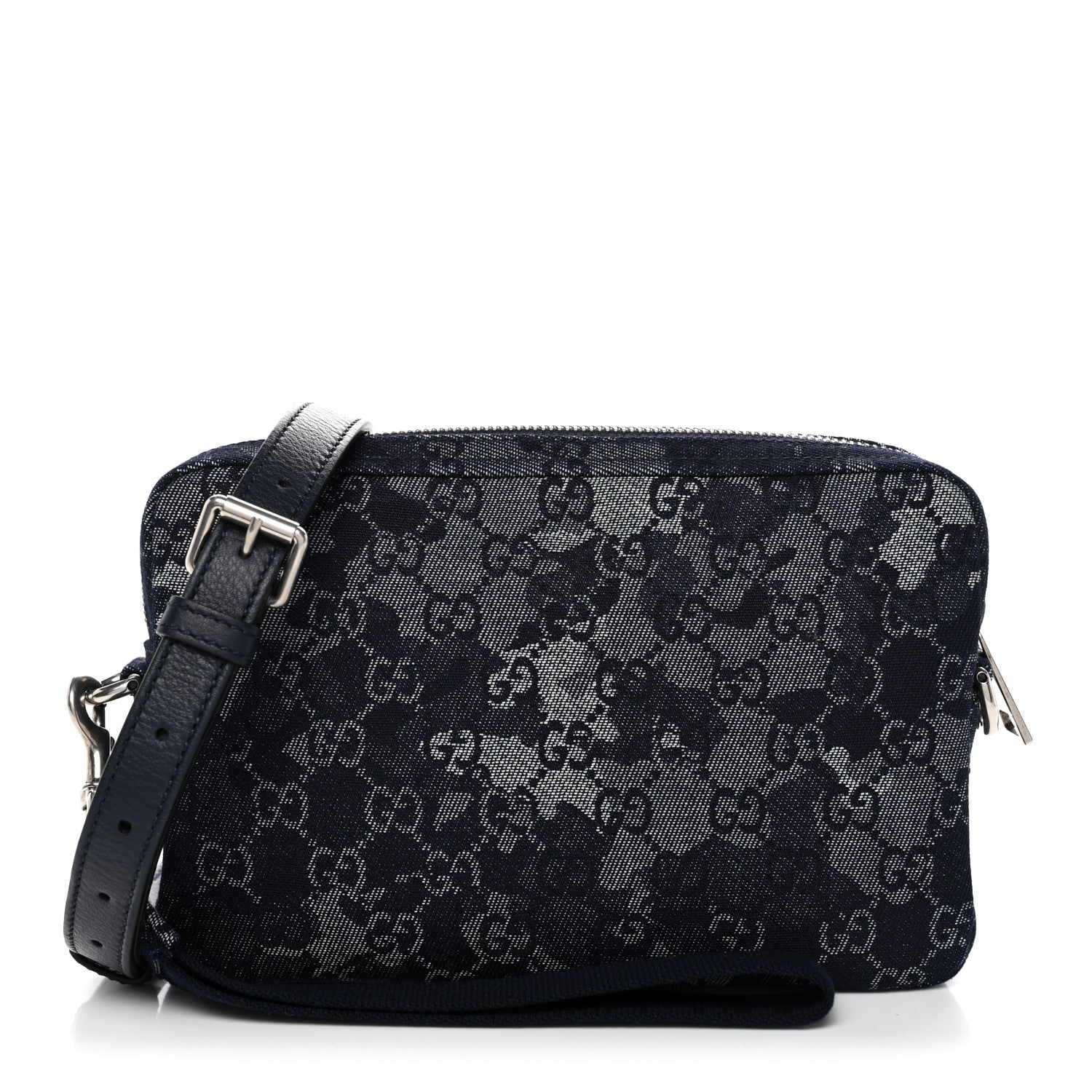 Gucci Denim GG Monogram Camouflage Small Crossbody Bag Blue 1 of 11