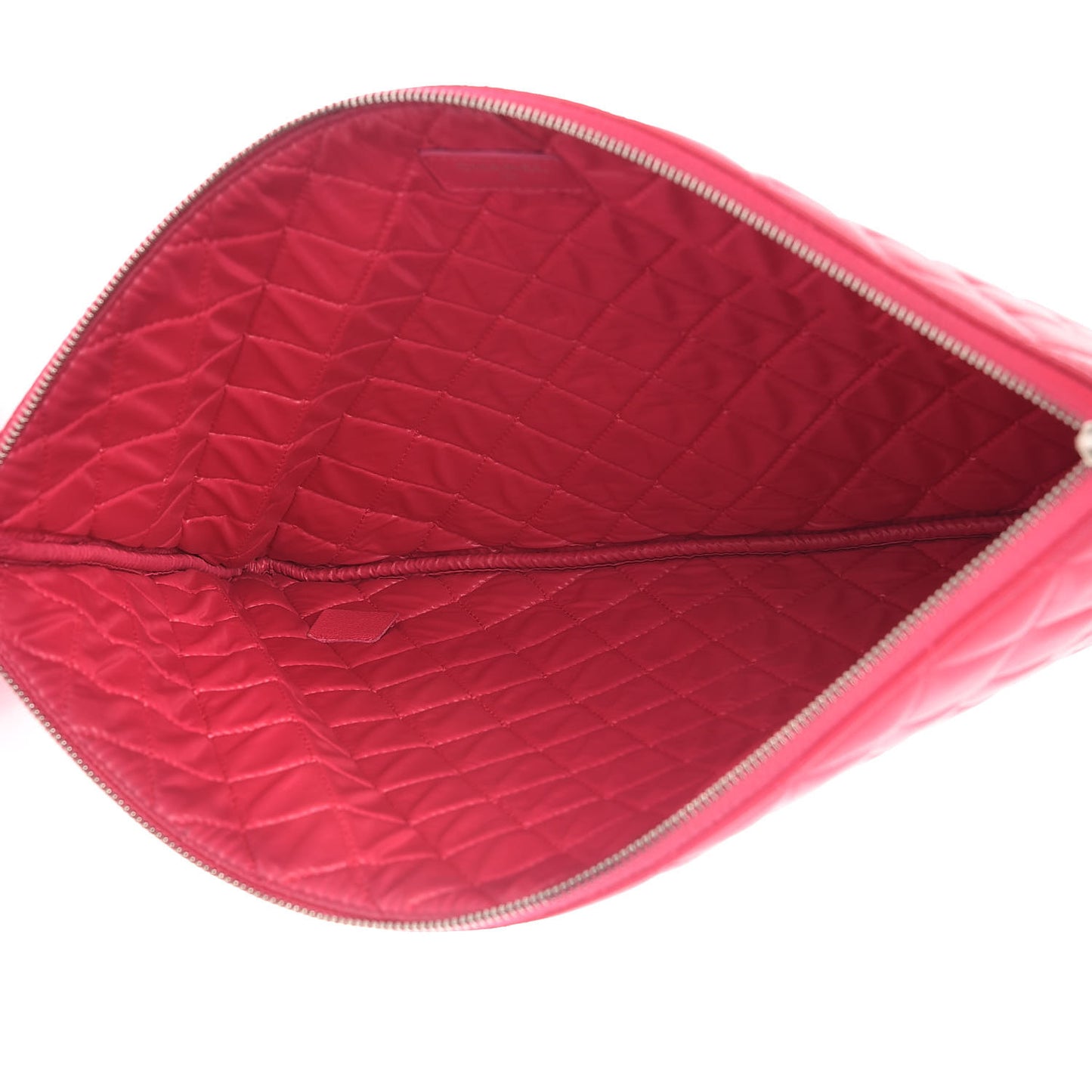 Lambskin Quilted Large Cosmetic Case Dark Pink
