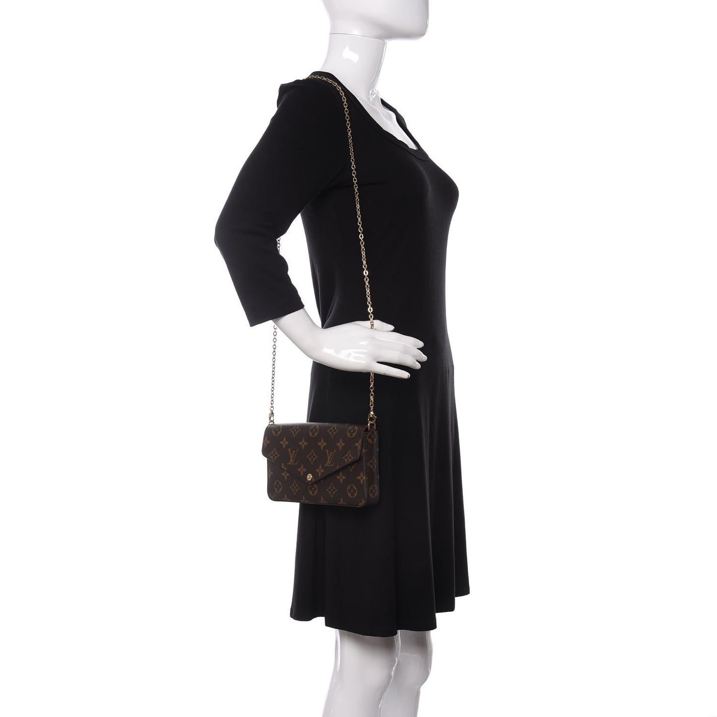 Monogram Pochette Felicie Chain Wallet Fuchsia