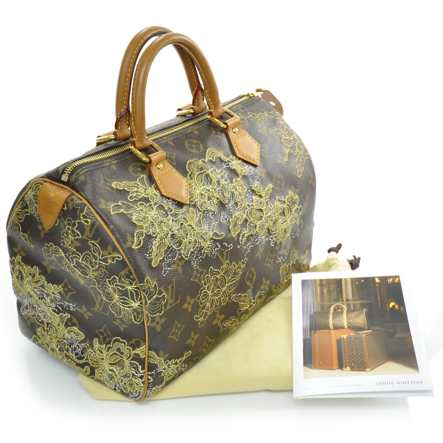 Louis Vuitton Monogram Dentelle Speedy 30 Gold 3 of 9