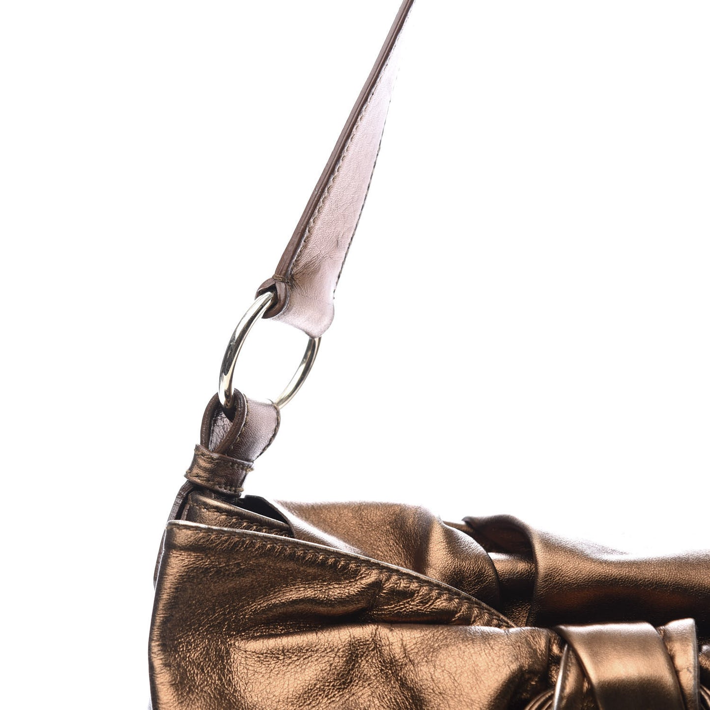 Metallic Chevre Bow Handbag Bronze