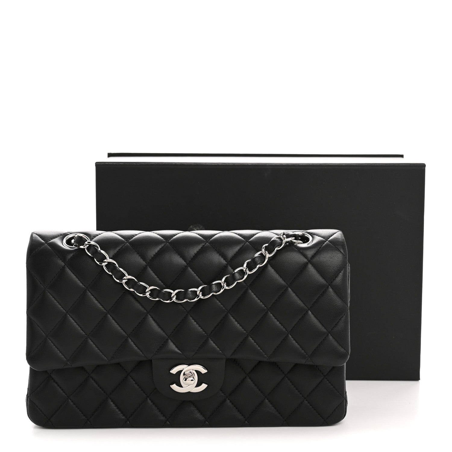 Chanel Lambskin Quilted Medium Double Flap Black 13 of 14