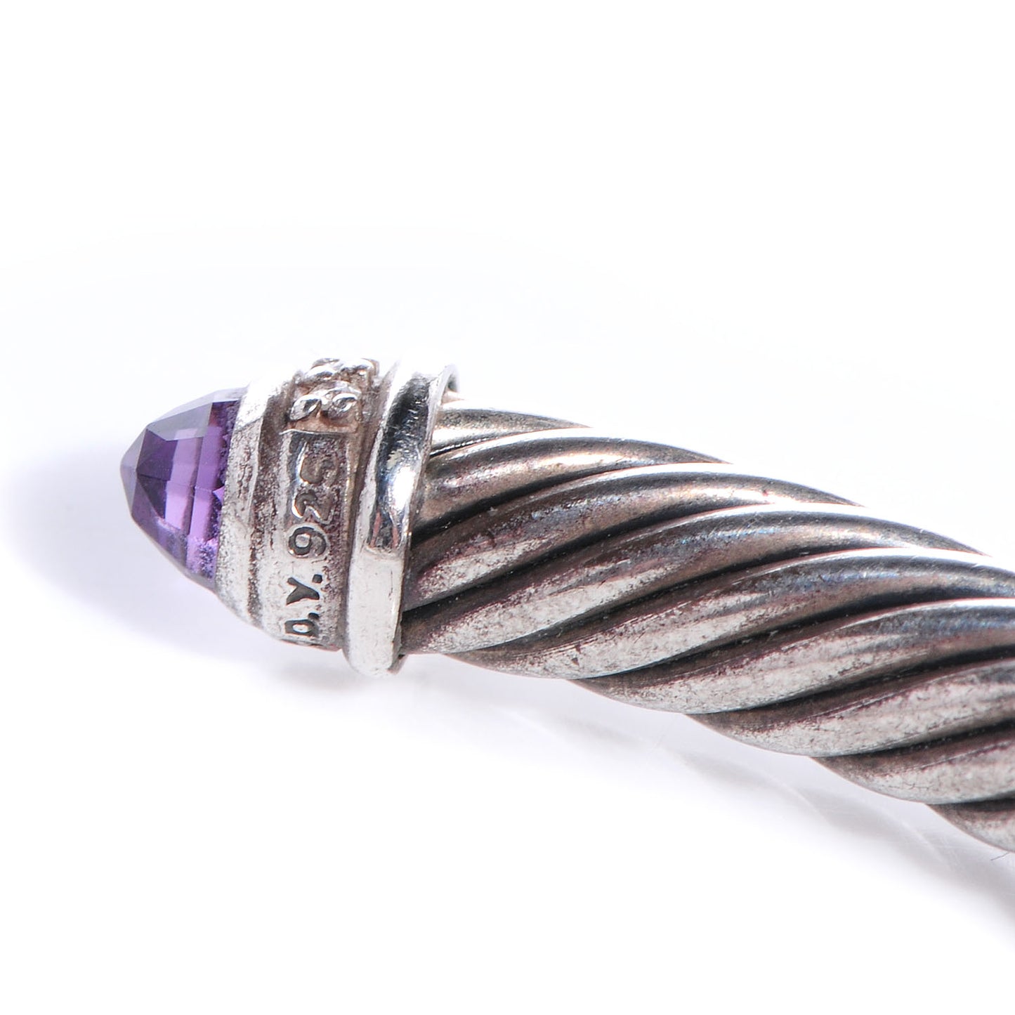 Sterling Silver Diamond Amethyst 5mm Cable Classics Bracelet
