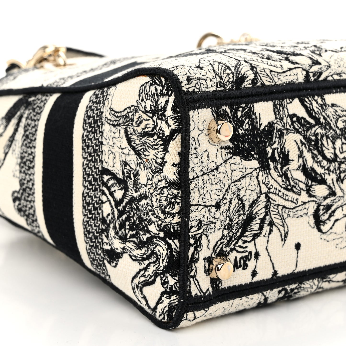 Canvas Embroidered Zodiac Toile De Jouy Medium Lady D-Lite Latte