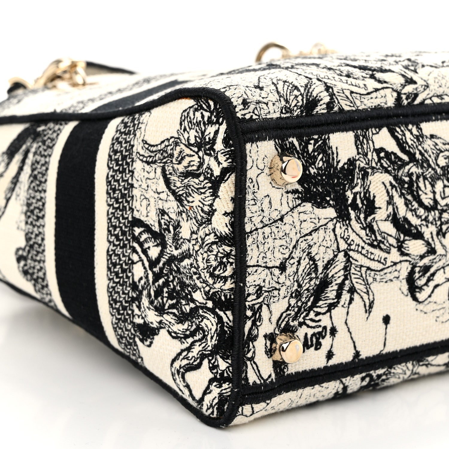 Christian Dior Canvas Embroidered Zodiac Toile De Jouy Medium Lady D-Lite Latte 9 of 11