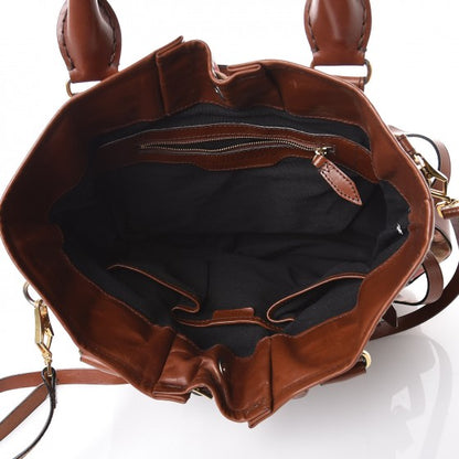 Burberry House Check Bridle Calfskin Medium Whipstitch Tote Dark Tan 6 of 9