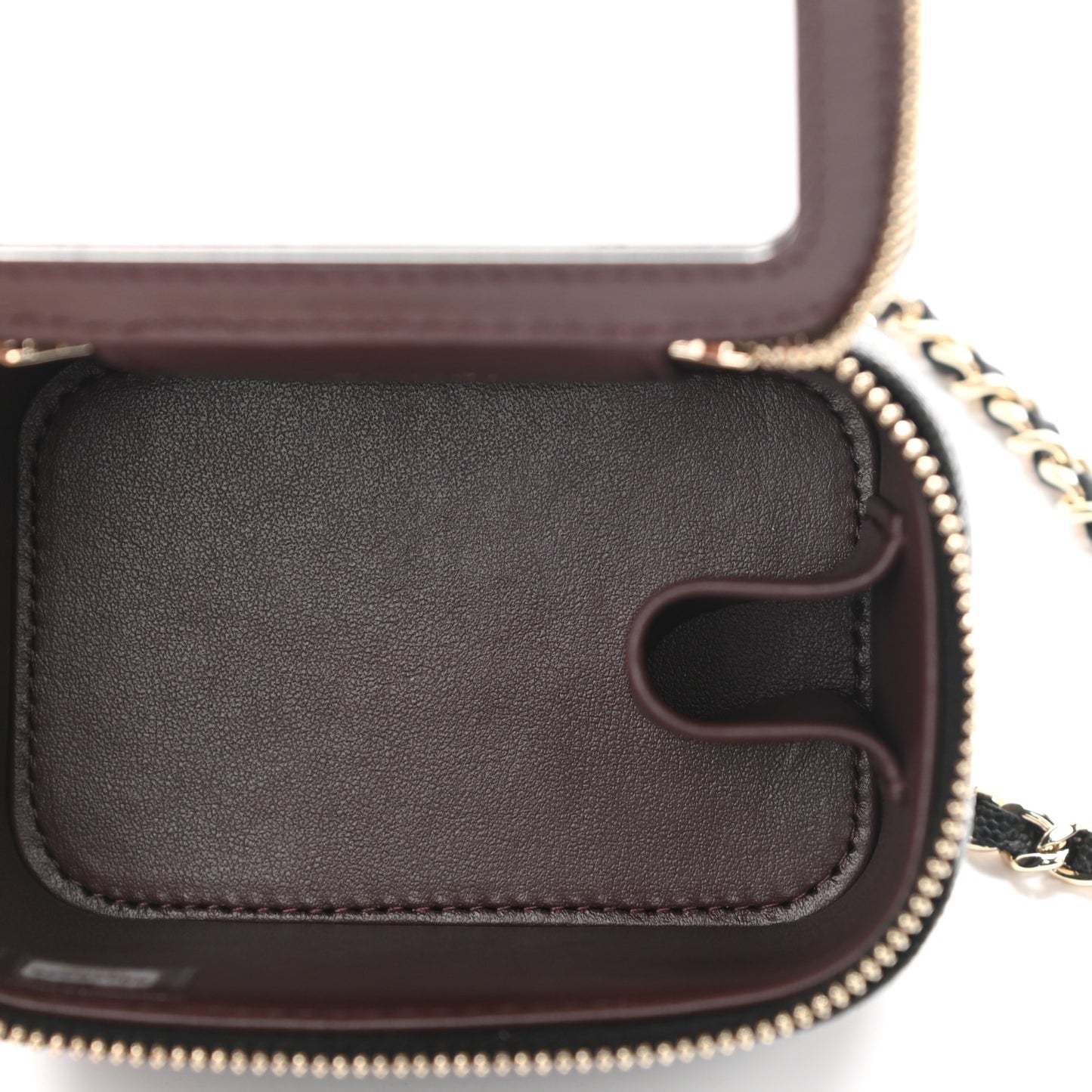 Caviar Quilted Mini Vanity Case With Chain Black