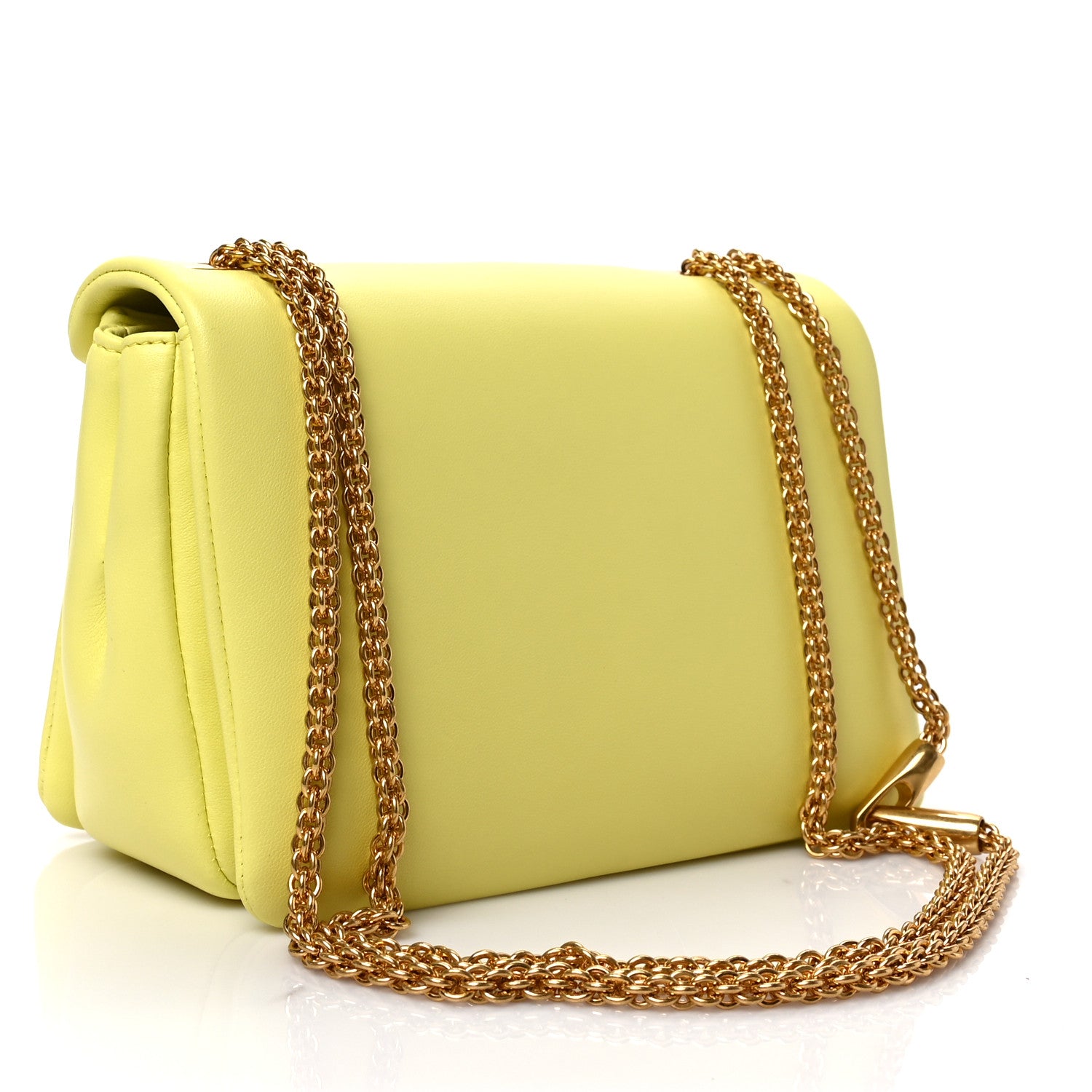 Valentino Garavani Nappa One Stud Chain Clutch Pale Yellow 3 of 9