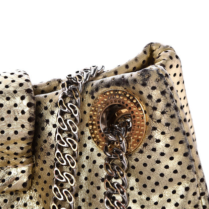 Chanel Metallic Crackled Calfskin Perforated Drill Shoulder Bag Gold 12 of 12