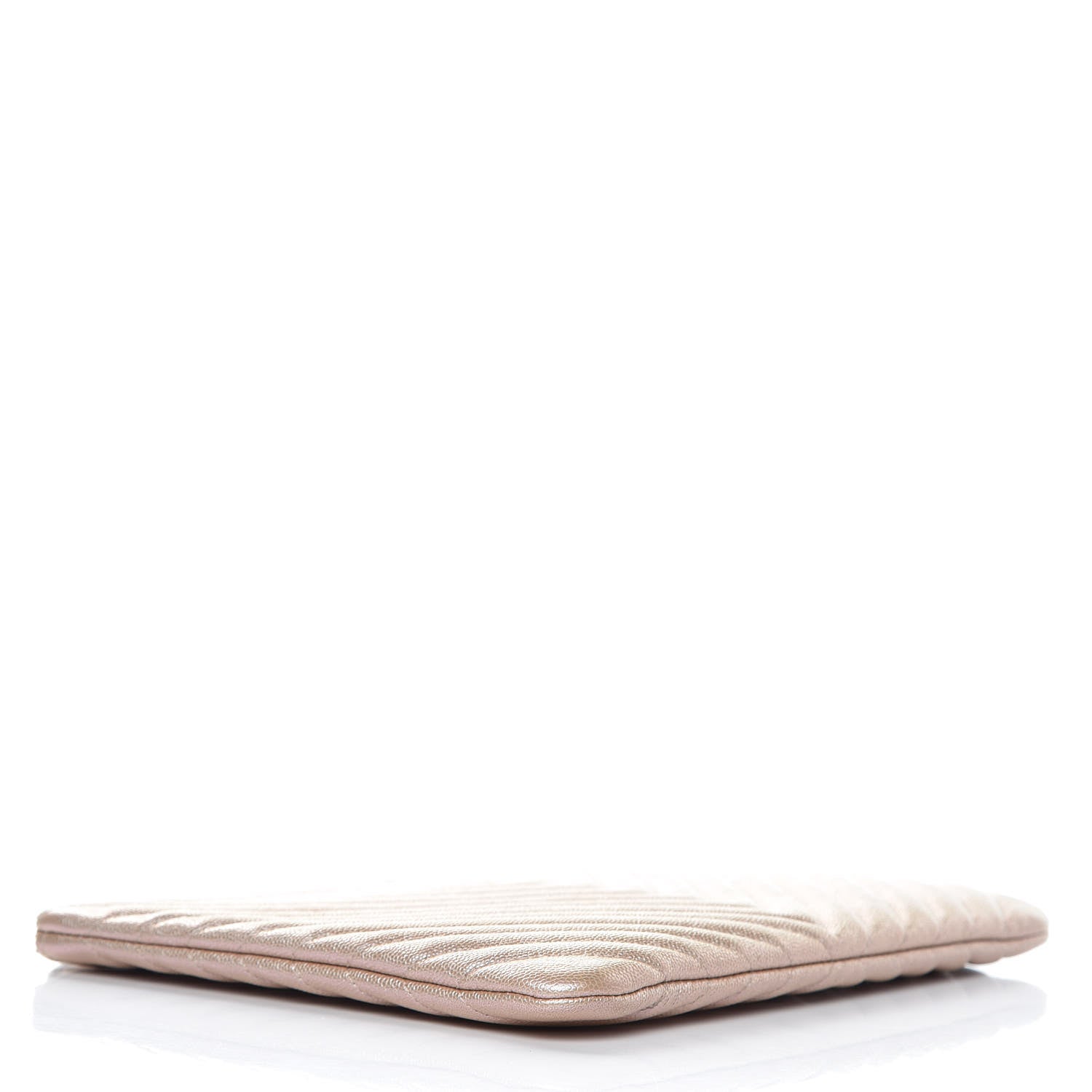 Chanel Iridescent Caviar Chevron Quilted Medium Cosmetic Case Light Gold 4 of 8