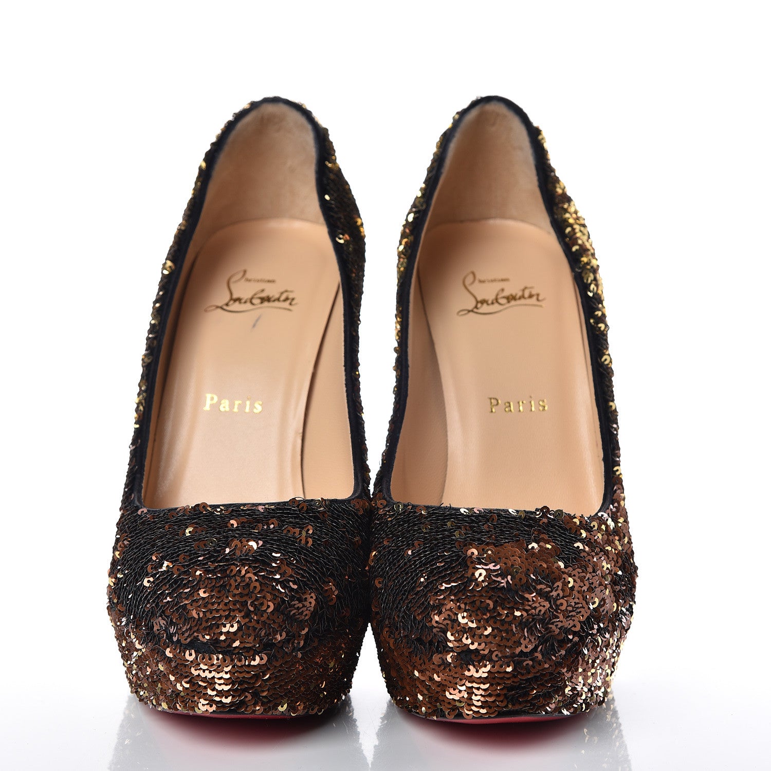 Christian Louboutin Paillette Sequin Bianca 140 Pumps 39 Gold 2 of 9