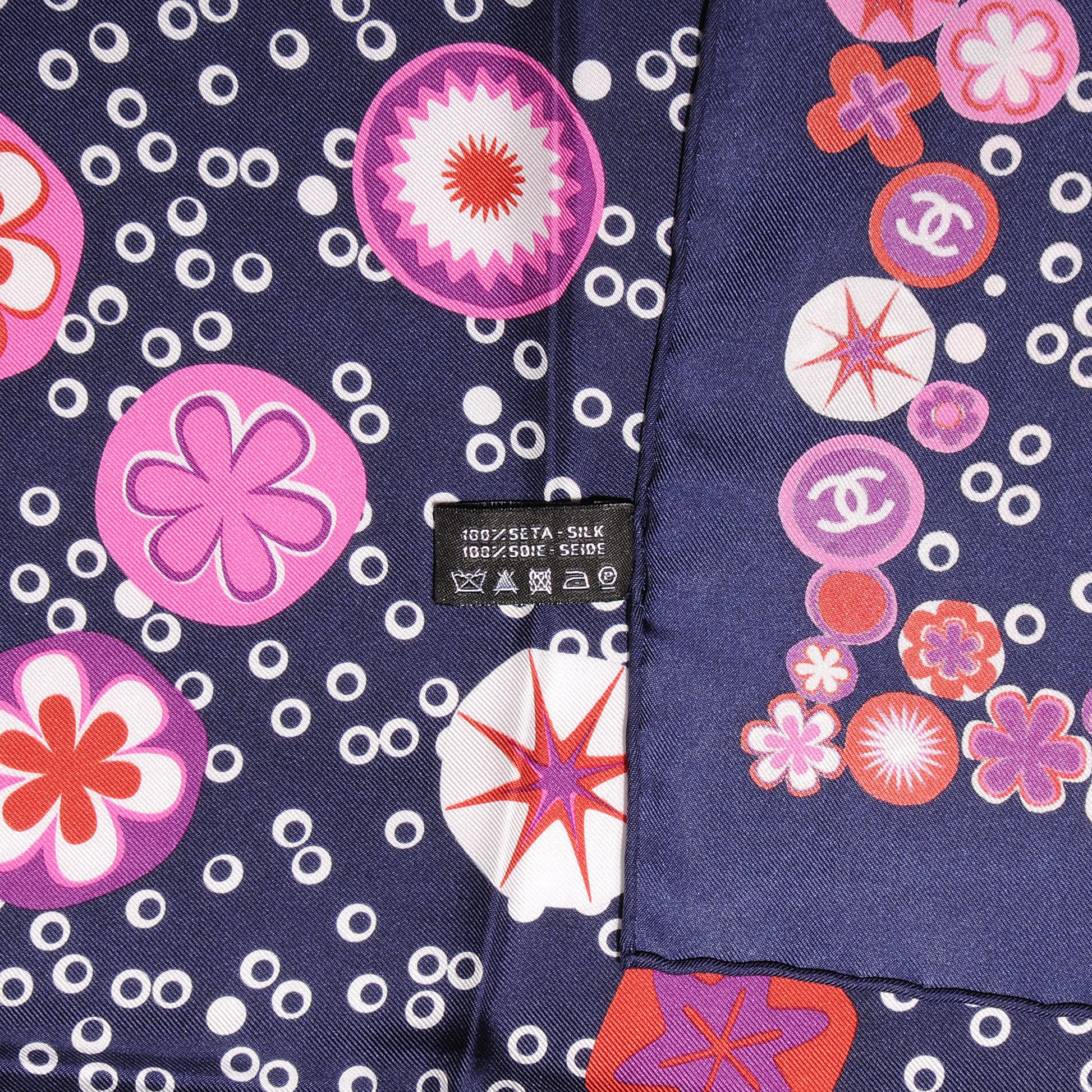 Chanel Silk Camellia Flower Scarf 4 of 9