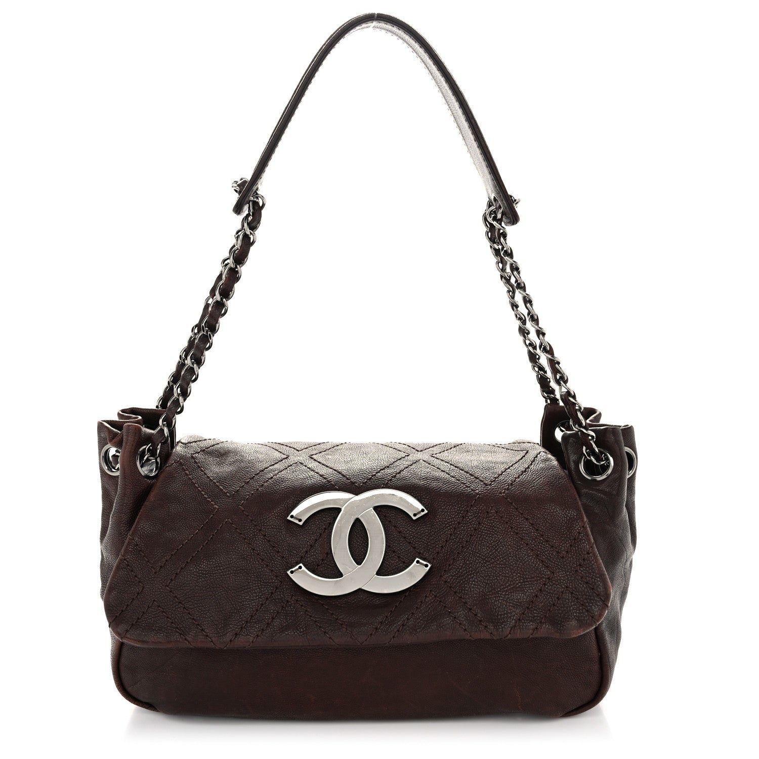 Chanel Calfskin Diamond Stitch Accordion Flap Brown 1 of 10